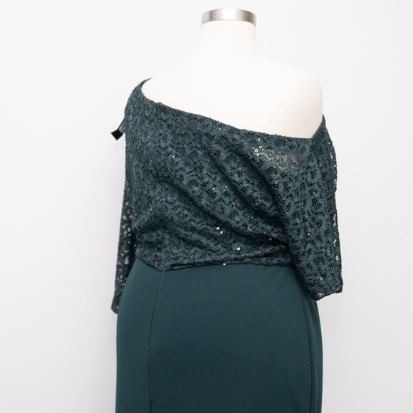 Betsy & Adam -  Lace-Top Asymmetric Long Dress - Picture 12 of 14